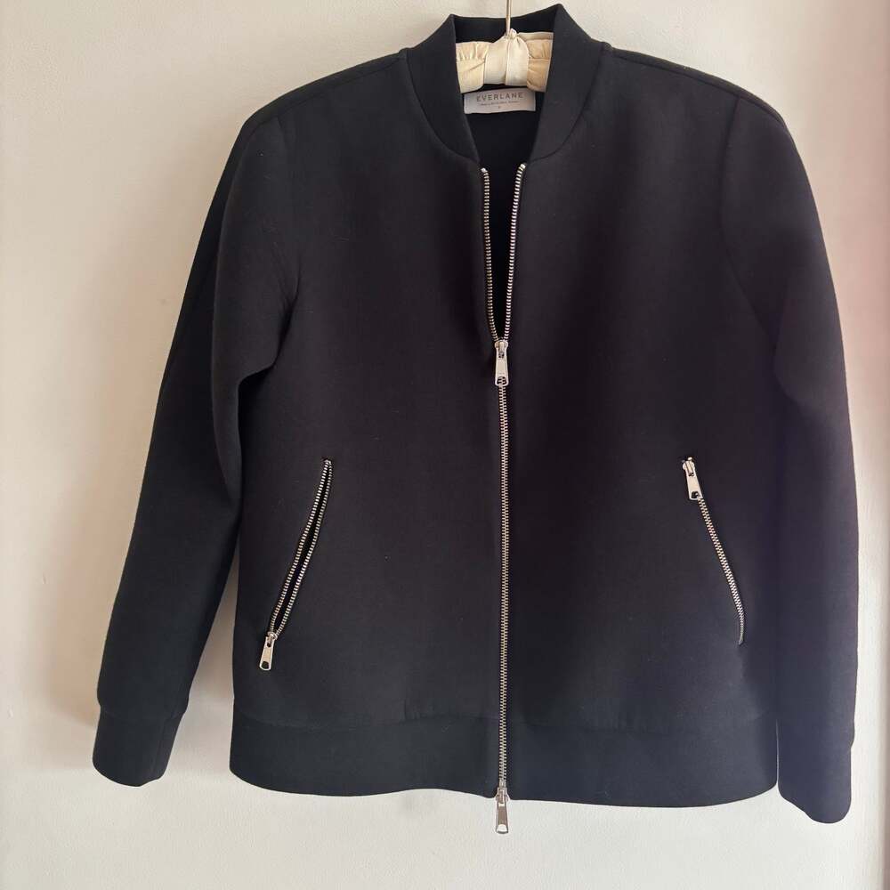 Everlane Black The Street Fleece Bomber Jacket